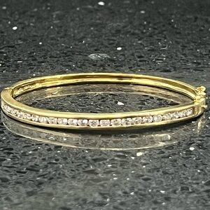 Suzanne Somers vintage round cut channel set CZ bangle bracelet gold HSN